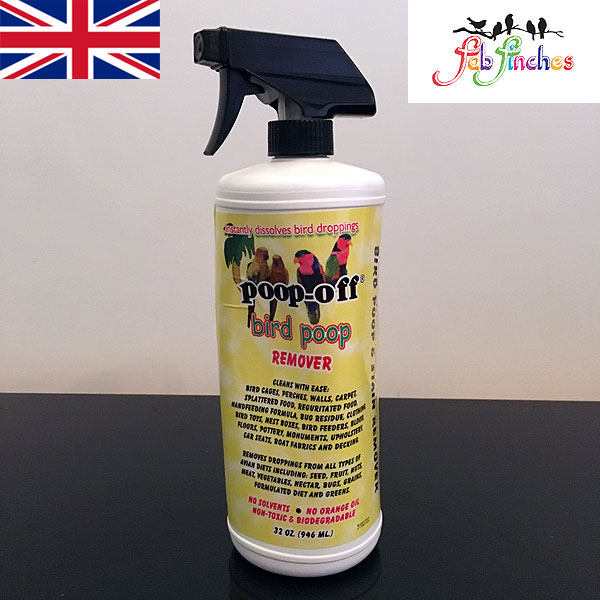 Poop Off 16oz with Brush Bird Poop Remover Cage Cleaner For Cage Aviary  Birds - Fab Finches UK
